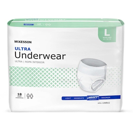 Mckesson Heavy Absorbent Underwear, Large, 18PK UWBLG